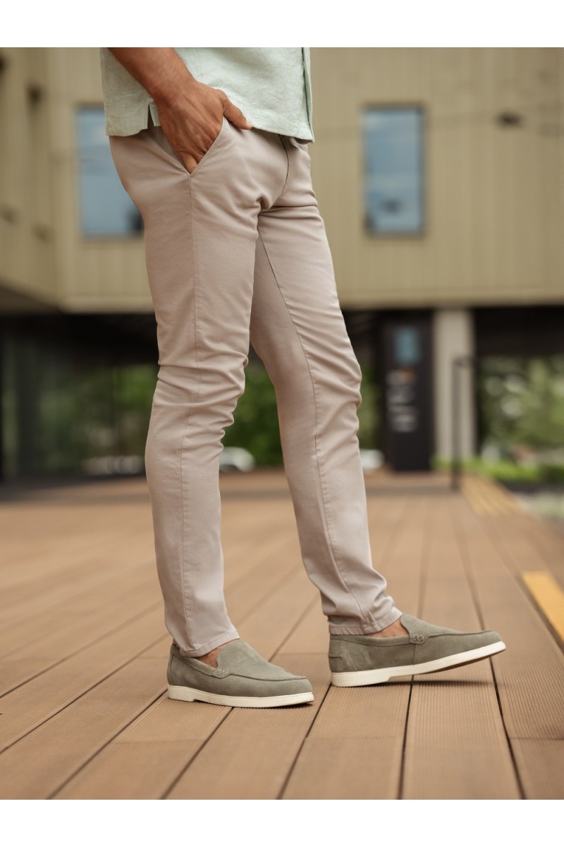 SPODNIE BAWEŁNIANE VALERIO BEIGE 219 SLIM